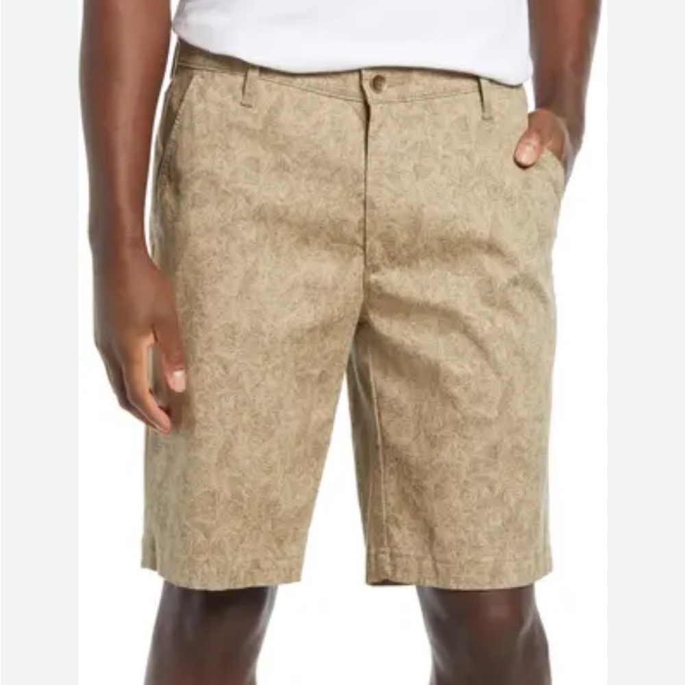 AG Adriano Goldschmied Griffin shorts tan print relaxed stretchy Italian 33 NEW
